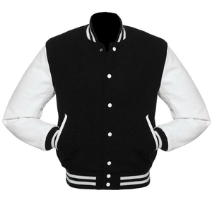 Vestes universitaires vierges pour hommes, sur mesure, grandes tailles, en gros, style Letterman, avec manches en cuir - Product Image 3