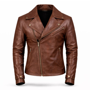 SAAR INDUSTRIES Unisex <b>Brown</b> PU <b>Leather</b> Slim Fit Breathable Eco-Friendly Waterproof Windproof Coated Caf Racer <b>Jacket</b> - Product Image 1