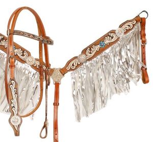 Ensemble d'attelages équestres personnalisés en cuir véritable avec strass scintillants, style western, bretelles et collier de poitrage légers, saisonniers - Product Image 1