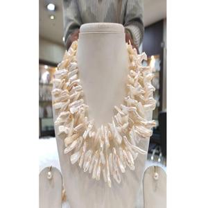 Conjunto de Collar y Pendientes de Perlas Barrocas de Imitación de Primera Calidad, 2 Filas, Elegante, para Mujeres y Chicas, Bodas, Compromisos, Fiestas - Product Image 1