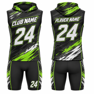 Ensemble de maillots de basket-ball personnalisés par sublimation, noir, vert, blanc, 24, respirants, uniformes unisexes pour adultes - Product Image 1