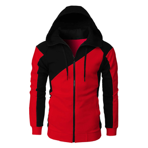 Sudadera con capucha de forro polar para hombre, corte ajustado, con cremallera, gris claro y negro, con paneles diagonales asimétricos, personalizable al por mayor - Product Image 2