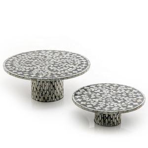 Meilleures ventes Plateau de service en bambou et en bois fait main avec nacre et jonc de mer pour le service des aliments arabes - Product Image 1