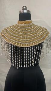 <b>Black</b> Embroidered Beaded Fringe Cape Collar Women Sequin Tassel Shoulder <b>Shawl</b> Evening Party Wear Accessory - Product Image 4