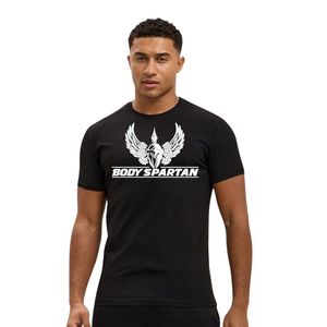 Camiseta negra con estampado gráfico para hombre, cuello redondo, manga corta, atlética, para gimnasio, entrenamiento, ropa deportiva informal, ropa deportiva - Product Image 1
