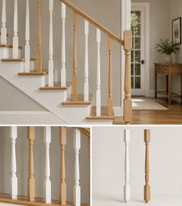 ราวบันไดไม้ป็อปลาร์และเสาไม้สำหรับระเบียงวิลล่ารักษ์โลก - ชิ้นส่วนบันไดและเสาคุณภาพสูงทันสมัยปรับแต่งได้ - Product Image 3