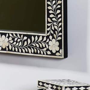 Customized Good Quality Luxurious Handcrafted Natural Wood Bone Inlay <b>Mirror</b> Frame for Decoration From India Floral Inlay - Product Image 6