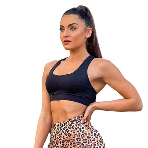 Women's Customized Fitness Logo Design Breathable Running Sports Padded <b>Bra</b> Medium Support <b>Racerback</b> 100% Nylon Yoga Vest Tank - Product Image 1