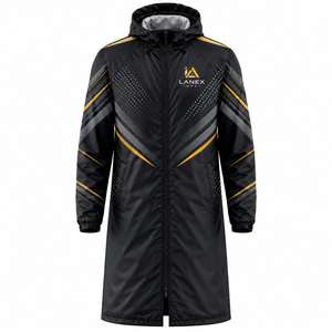 Veste de pluie à capuche personnalisée pour hommes, design sportif, revêtement PVC, doublure intérieure en maille polyester, coupe-vent, vêtements de travail en plein air, service OEM - Product Image 1