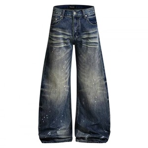 Vaqueros de mezclilla de cintura alta y pierna ancha, lavado a la piedra, azul oscuro, con lentejuelas, corte holgado, de algodón, estilo urbano, pantalones casuales de primavera - Product Image 2