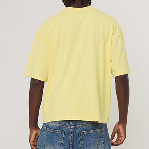 Camiseta de algodón amarilla extragrande para hombre, cuello redondo, manga corta, estilo casual, con estampado de letras en la parte delantera, a precio económico. - Product Image 6