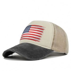 Gorras de Béisbol Estilo Dad Hat con Logotipo Estampado de la Bandera Americana, de Algodón Lavado y Desgastado, Tela Común, Unisex, para las Cuatro Estaciones, Disponibles en Stock - Product Image 3