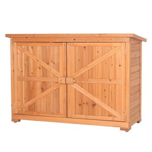 Casetta da Giardino in Legno di Abete Rosso con Doppia Porta, Impermeabile, per Esterni, Facile da Montare, Resistente alle Intemperie - Product Image 3