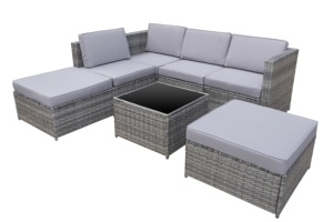 Hot Seller Modern Comfortable Waterproof Outdoor Rattan Sofa Set Tempered Glass Table Top Polyester Cushion Hotel Garden Patio - Product Image 2