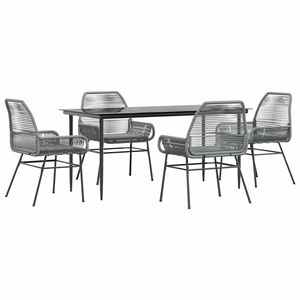 Ensemble de salle à manger de jardin en polyrotin gris 4 places avec housses amovibles - Product Image 2