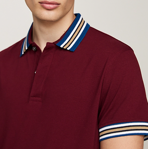 Camiseta de Rugby para Hombre, Directo de Fábrica, Logotipo Bordado Personalizado, Puños y Cuello a Rayas, Nuevo Diseño, Camisetas Polo Tejidas, Color en Contraste - Product Image 3