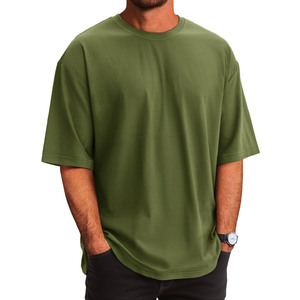 T-shirt Homme Formel Oversize en Jersey 100% Coton Écologique Respirant Col Rond Manches Courtes 300g Motif Uni - Product Image 4