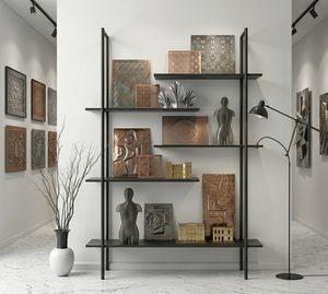 Sleek Minimalist Black Metal Display Shelf - Contemporary Industrial Floating Rack for Living Room Decor - Product Image 3