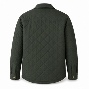 Custom <b>Mens</b> Quilted <b>Shirt</b> Jacket Lightweight <b>Padded</b> Snap Button Outdoor Casual Coat OEM ODM Private Label Wholesale Manufacturer - Product Image 2
