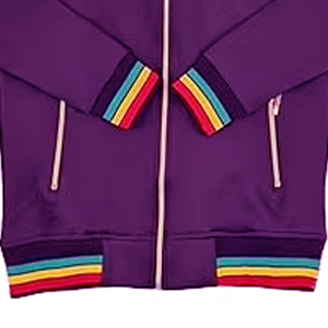 Survêtement de sport imprimé en polyester de bonne qualité, confortable, à séchage rapide, à manches longues, avec fermeture éclair, design moderne violet - Product Image 3