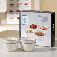 Juego de 2-5 Platos y Tazones de Porcelana Ecológica con Relieves Finos, Borde Negro, Acabado Brillante, Aptos para Horno y Lavavajillas