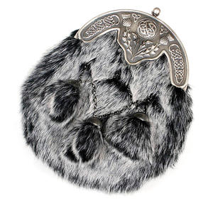 GNG IMPEX Sporran semi-formel pour homme avec fermoir à broche, fait main en laine tartan, fourrure et cuir, avec sac - Product Image 2