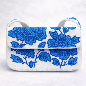 Sac à bandoulière de luxe fait main perlé pour femme, pochette de soirée élégante brodée florale colorée - Product Image 1