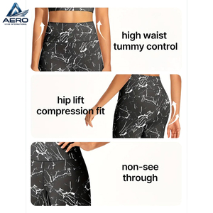 High-Waisted Yoga Shorts Marble Print Compression Workout, Quick-Dry Stretchy <b>Tummy</b> <b>Control</b> Fitness Wear Ladies Shorts - Product Image 6