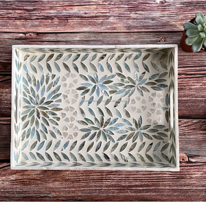 Plateau de service en incrustation de nacre fabriqué à la main avec de la nacre naturelle Ce plateau luxueux d'Inde - Product Image 6