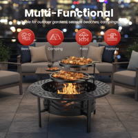 Table de barbecue d'extérieur en gros avec foyer et gril à charbon rond à 2 niveaux réglables pour la cuisson sur patio FP006