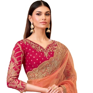 Sari de Seda de Diseño Exclusivo, Última Colección con Bordado, Trabajo Pesado, para Novias, Fiestas, Étnico y Elegante - Product Image 1