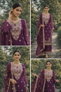 Salwar Kameez de Seda Tradicional de Alta Demanda, Color Brillante Precioso, para Bodas de Verano, Fiestas y Eventos, SHREE INDIAN - Product Image 4