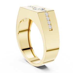 Yellow Gold Lab Grown <b>Diamond</b> <b>Ring</b> Round Brilliant Cut Mens Wedding Band Anniversary Jewelry - Product Image 2