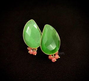 Elegant Premium Quality Brass Gold Plated Statement Fusion Moissanite <b>Earring</b> for Women Girls for Wedding Wear Collection - Product Image 5