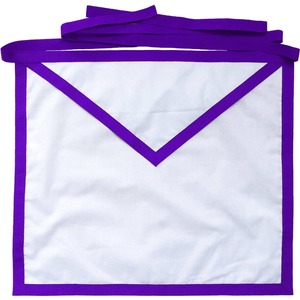 Member Council Apron White Duck Cotton <b>Thin</b> Purple <b>Ribbon</b> Masonic Regalia Ceremonial Lodge Apron Premium Freemason Wear - Product Image 1