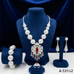 MOLL JEWELLERS Luxury Bridal Wedding Jewelry Set <b>Necklace</b> Earrings <b>Ring</b> Bangle Zircon Link Chain Gold Silver Trendy A-53196 - Product Image 5