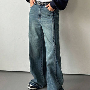 Pantalones Vaqueros de Diseño Único, Estilo Retro Americano, Holgados, de Pierna Recta, para Mujer - Product Image 3