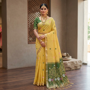 Sari en coton pour femme, très vendu, avec motif floral, idéal pour les mariages et les festivals, disponible auprès d'un fournisseur indien - Product Image 4