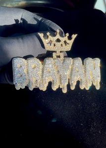 Pendentif personnalisé en forme de couronne en moissanite, pendentif hip-hop, pendentif en argent 925, pendentif lettre initiale, passe le testeur de diamant - Product Image 4