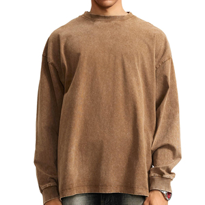 Sweat-shirt personnalisé brodé délavé à l'acide, col rond, teint en pièce, 100% coton, écologique, style vintage, OEM ODM, vêtements d'hiver en gros - Product Image 1
