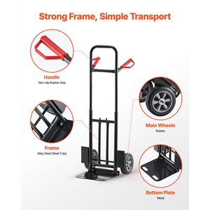 Carrello Portatile Robusto con Capacità di Carico di 600 Libbre, Manico Telescopico e Ruote - Product Image 4