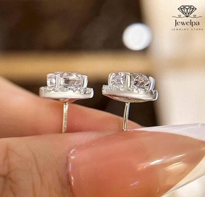 2.8 CT Brilliant Cut Lab Grown Diamond Halo <b>Stud</b> Earrings 18K White Gold IGI Certified Wedding Party Earrings - Product Image 2