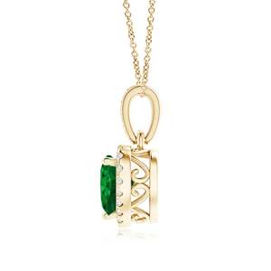 14K <b>Solid</b> <b>Gold</b> Natural Emerald Heart <b>Pendant</b> With Diamond Halo Classic Fine Jewellery Anniversary Wedding Gift - Product Image 2