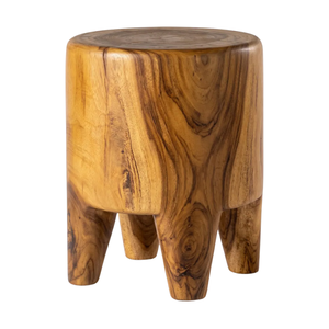<b>Rustic</b> Organic <b>Side</b> <b>Table</b> Solid Suar Wood Sculptural Round Accent <b>Table</b> Natural Wood Grain Finish Living Room Bedroom - Product Image 2