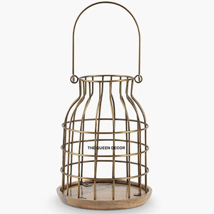 Creative <b>Tealight</b> Other Stylish Lighting Accessories Best Quality Golden Metal <b>Lantern</b> Concrete Unique Candle Jar - Product Image 1
