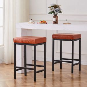 Sgabelli da Bar Moderni in Ecopelle Senza Schienale, Sedie Imbottite per Bancone e Isola Cucina, Ideali per Bar - Product Image 4