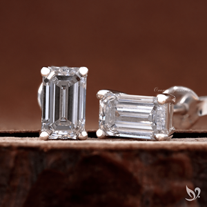 0.50 Ct Emerald Cut Lab Grown Diamond <b>Stud</b> Earrings Prong Set IGI Certified 925 Sterling <b>Silver</b> Minimal Fine - Product Image 4