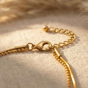 Pulsera JR de Acero Inoxidable Chapada en Oro de 18K, Doble Capa con Cadena de Bolas y Serpiente, Brazalete Clásico para Mujer con Empaque Personalizado - Product Image 6