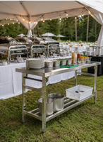 Vente en gros Établi plié Table de travail pliante en acier inoxydable avec étagère réglable pour l'extérieur, le restaurant, la cuisine et le garage