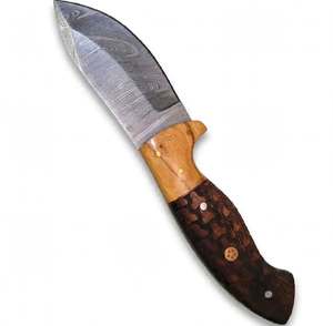 Handcrafted Damascus Steel Outdoor Utility <b>Tool</b> Two-Tone Olive <b>Wood</b> Textured - Product Image 5